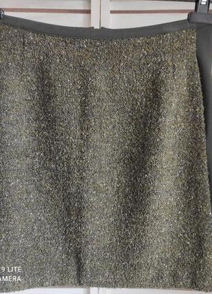 Юбка с карманами, красивая, комбинированная, темно-зеленого цвета "henry cotton's".5 фото