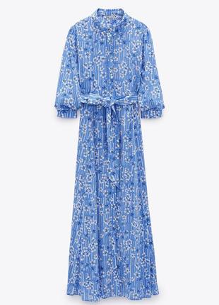 Легкое макси платье с кармашками в цветочный принт от zara the marilyn dress6 фото