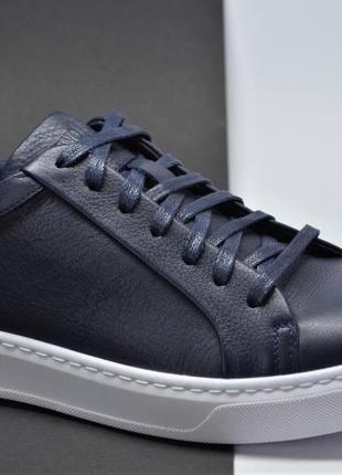 Мужские стильные спортивные туфли кожаные кеды синие tsevo 52061 фото