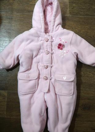 Очень теплый демисезонный флисовый комбинезон