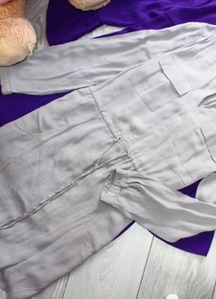 Стильне сіра просторе плаття-сорочка з кишенями l4 фото