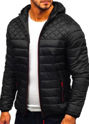 Мужская черная осенняя куртка с двумя карманами, куртка для парня на осень, осенний пуховик, осень4 фото