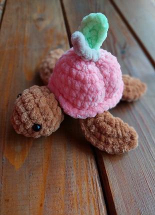 Іграшка плюшева черепашка ручна робота персик черепаха2 фото