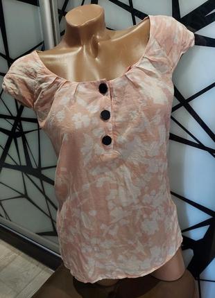 Невесомая летняя блуза в флористический принт h&m хлопок с шелком пудра 42-46