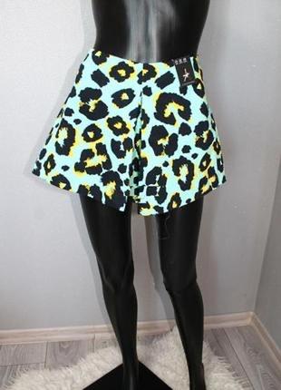 Стильные мятные пятнистые ментоловые шорты большой леопард м