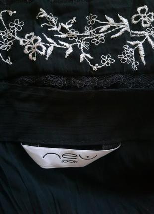 Женская черная шифоновая блуза с вышивкой в ​​мелкий цветок блестящая блузка, новогодняя, ​​нарядная5 фото