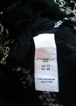 Женская черная шифоновая блуза с вышивкой в ​​мелкий цветок блестящая блузка, новогодняя, ​​нарядная7 фото