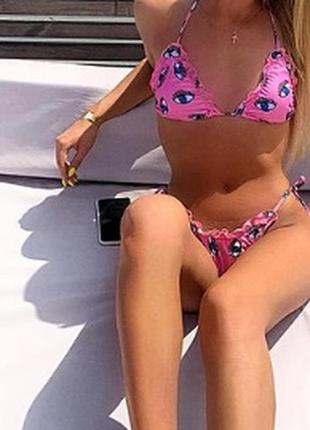 Стильный розовый раздельный купальник бикини с ячейками в стиле kenzo s