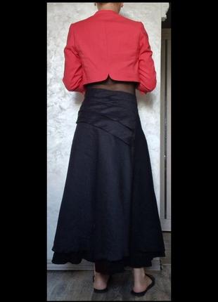 Черная юбка из льна5 фото