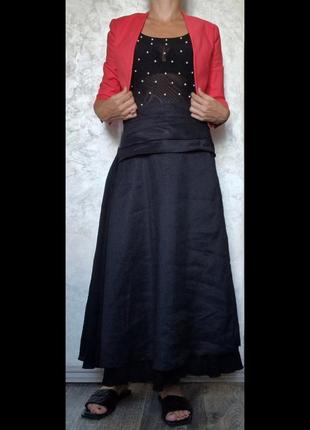 Черная юбка из льна3 фото