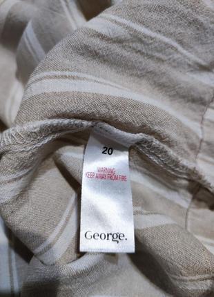 Сорочка льон оверсайз блузка блуза лен льняная свободная прямая крой бежевая полоска4 фото