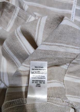 Сорочка льон оверсайз блузка блуза лен льняная свободная прямая крой бежевая полоска5 фото