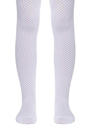 Белые ажурные колготки 128-134