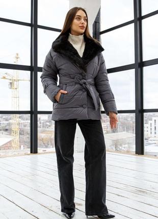 Куртка женская зимняя с мехом размеры 42-544 фото