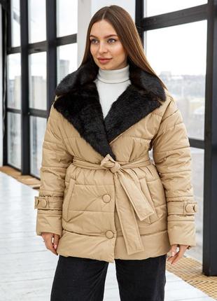 Куртка женская зимняя с мехом размеры 42-549 фото