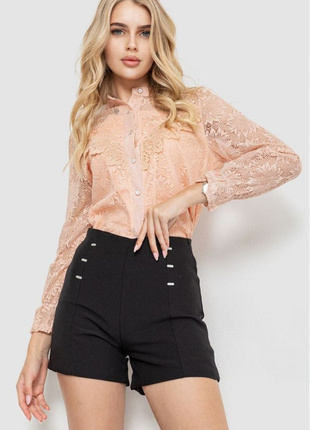 Блуза жіноча на гудзиках гіпюрова колір  персикова