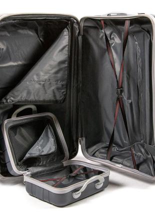 Набор пластиковых чемоданов + косметичка 4 шт  abs-пластик fashion 811 dark-grey8 фото