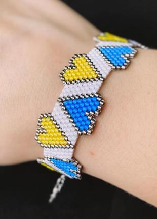Патриотической браслет ручной работы из бисера флаг україни жовто блакитний4 фото