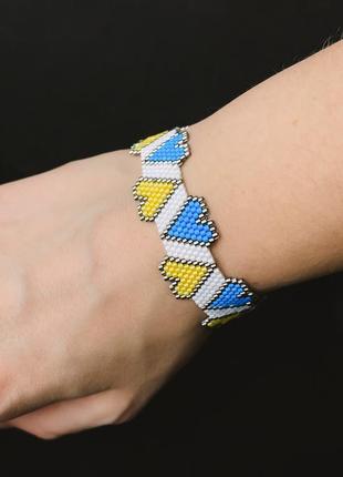 Патриотической браслет ручной работы из бисера флаг україни жовто блакитний3 фото