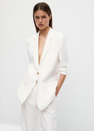 Новый женский белый пиджак от massimo dutti, 100% лен, размер m/405 фото