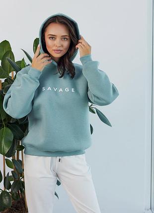 Теплый худи на флисе с начесом