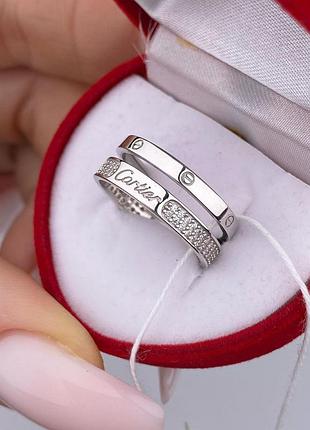 🇺🇦 кольцо срібло 925° покриття родій, вставка куб.цирконії , картье cartier, каблучка 1315.50р