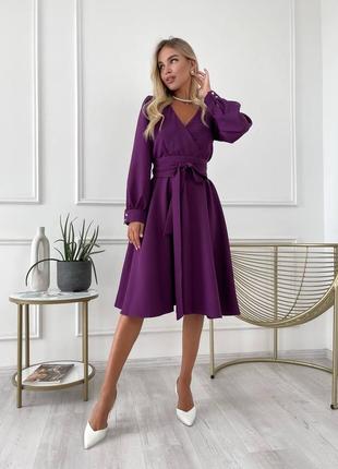 Шикарное платье миди с пышной юбкой расклешённое малиновое розовое зелёное коричневое голубое фиолетовое розовое белое сиреневое чёрное молочное