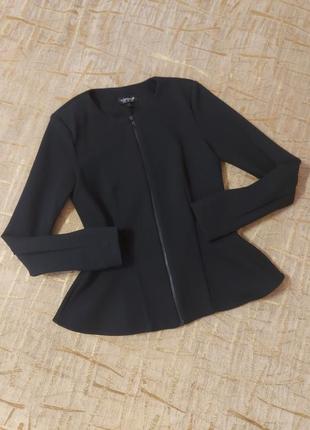 Черный школьный жакет, пиджак, блейзер на молнии1 фото