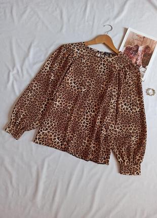 Леопардовая блуза с рукавами фонариками