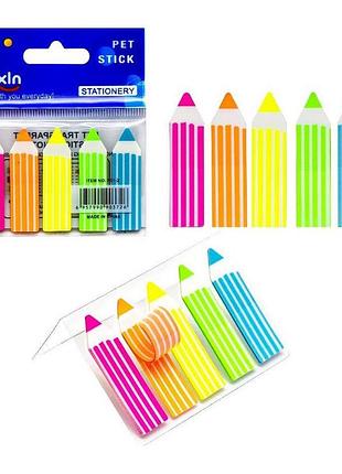 Закладка неоновая "stick notes карандаш" color-it р01-2-lв, 5 цветов