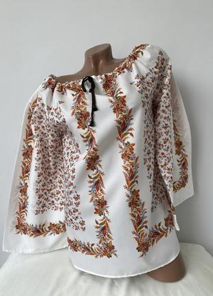 Блуза з імітацією вишивк на зав‘язках з широкими рукавами блузка с имитацией вышивки с широкими рукавами на завязках st.michael