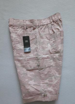 Суперовые розовые актуальные стрейчевые шорты карго высокая посадка marks&spenser3 фото