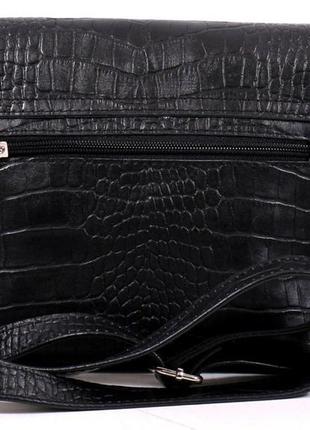 Женская кожаная сумка с тиснением черный4 фото