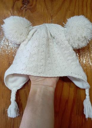 Шапка на флисе для девочки next 0-3 мес