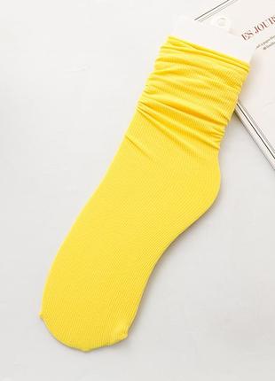 Шкарпетки однотонні без п'яти тонкі нейлон 36-39 лимонний жовтий1 фото