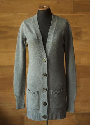 Серый удлиненный кашемировый женский кардиган zara, размер s
