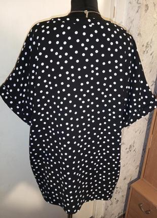 Стильна,чорна блузка з манжетом,у білий горошок,великого розміру,yessica c&a2 фото