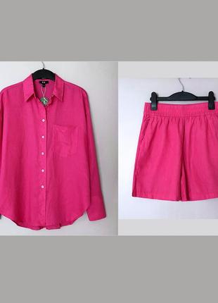 Женский классный костюм рубашка шорты лён
