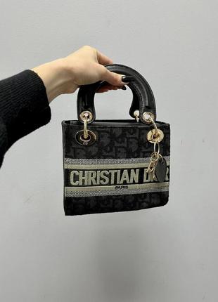 Женская сумка christian dior lady black beige ii