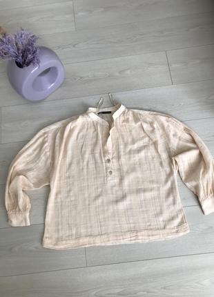 Нежно-персиковая блуза из текстурированного хлопка