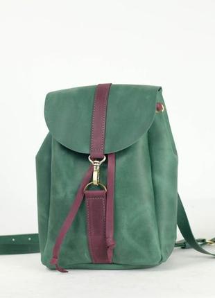 Кожа. ручная работа. кожаный зеленый рюкзак, рюкзачок2 фото