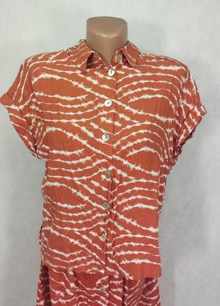Костюм сарафан рубашка оранжевый белый5 фото