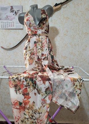 Жіночний сарафан в квітковий принт, плаття в підлогу, довга сукня💜6 фото
