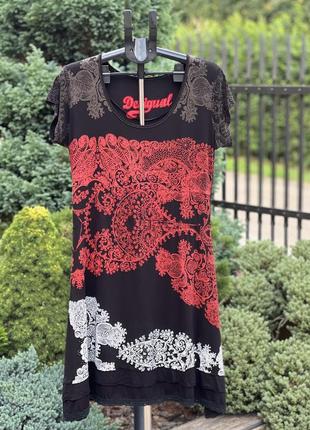 Desiqual яркое оригинальное трикотажное платье платье m-l