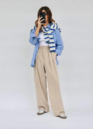 Голубая рубашка в полоску-оверсайз