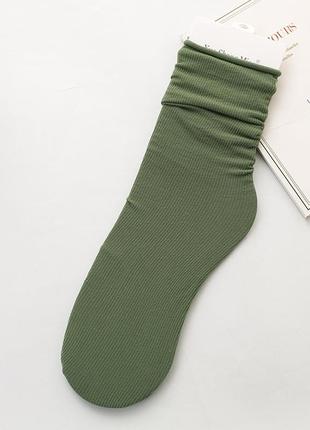 Носки однотонные без пятки тонкие нейлон 36-39 зеленые1 фото