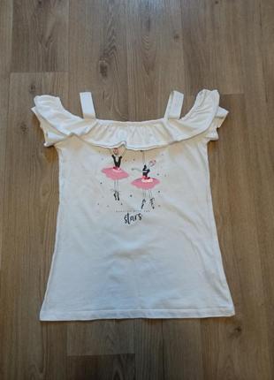Милая блузочка футболка с балеринами 10-11роков