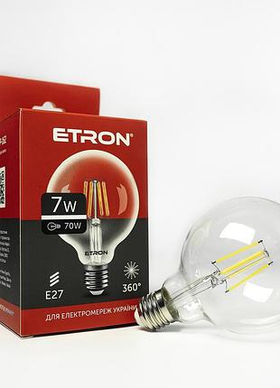 Лампа светодиодная etron шар g95 филаментная 7w 4200k e27 1-efp-162