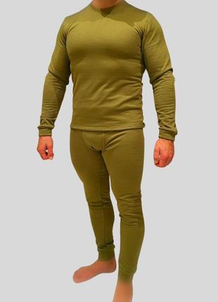 Зимова термобілизна, комплект термобілизни штани та футболка колір олива розмір 52-54