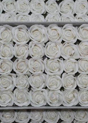 Мильна троянда біла для створення розкішних нев'янучих букетів і композицій з мила1 фото